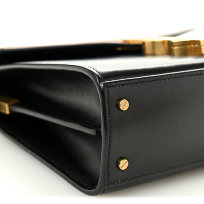 Saint Laurent Calfskin Mini Classic Monogram Cassandra Top Handle Black Tan 9 of 10
