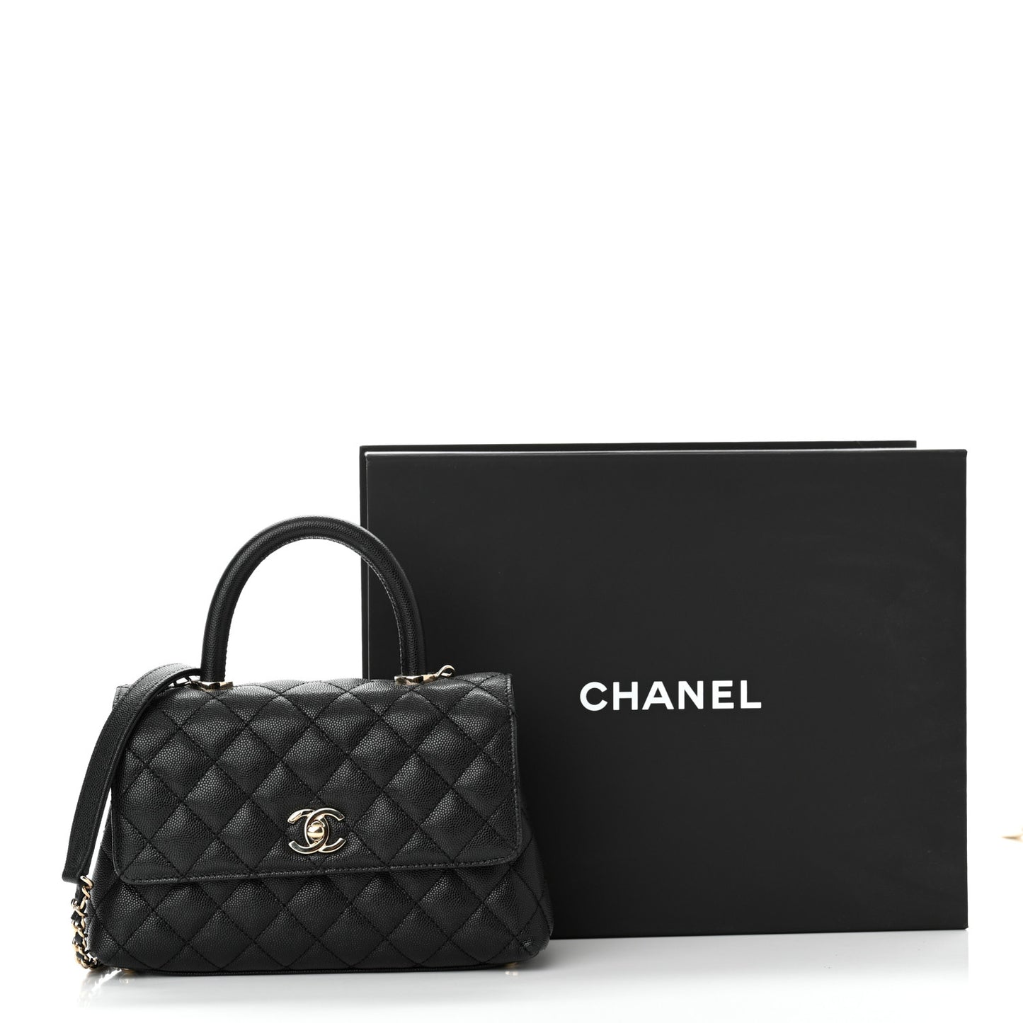 Caviar Quilted Mini Coco Handle Flap Black