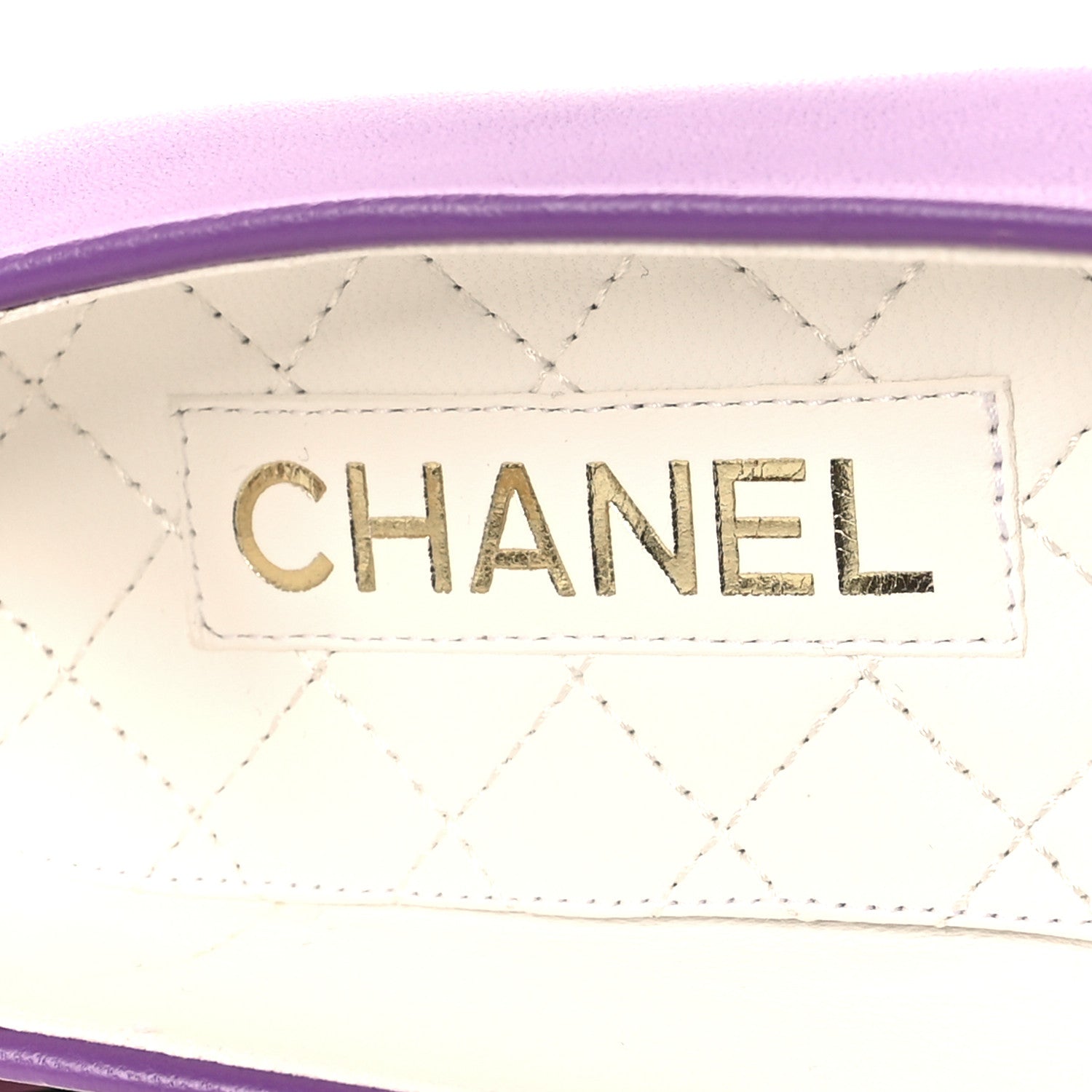 Chanel Lambskin Patent Calfskin Cap Toe Ankle Chain Ballerina Flats 38 Purple 8 of 9
