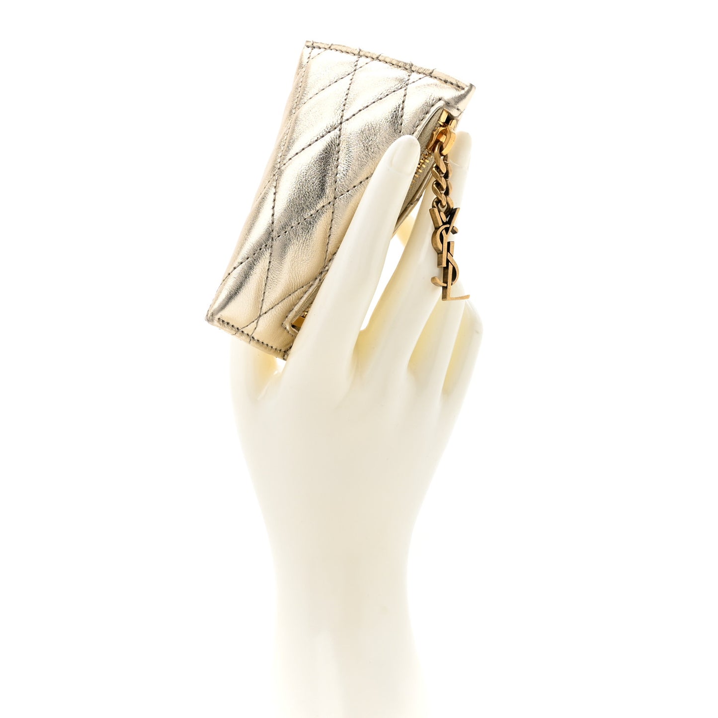 Metallic Calfskin Berlingo Bag Charm Platino