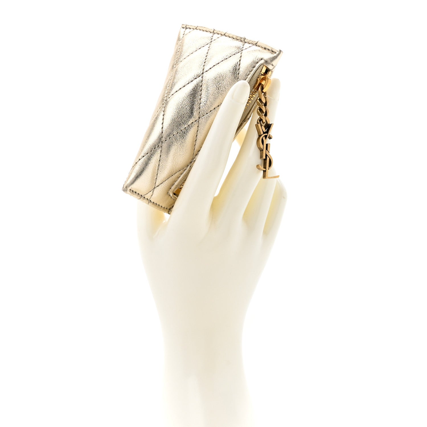 Saint Laurent Metallic Calfskin Berlingo Bag Charm Platino 2 of 7