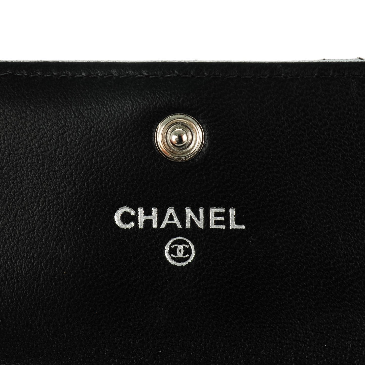 Lambskin Quilted Flap Card Holder Black