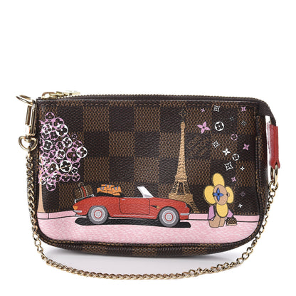 Louis Vuitton Damier Ebene 2019 Christmas Animation Mini Pochette Accessories Red 1 of 9