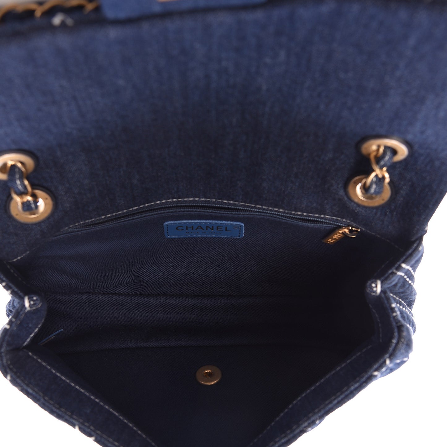 Denim Quilted Medium Denim Trip Single Flap Blue