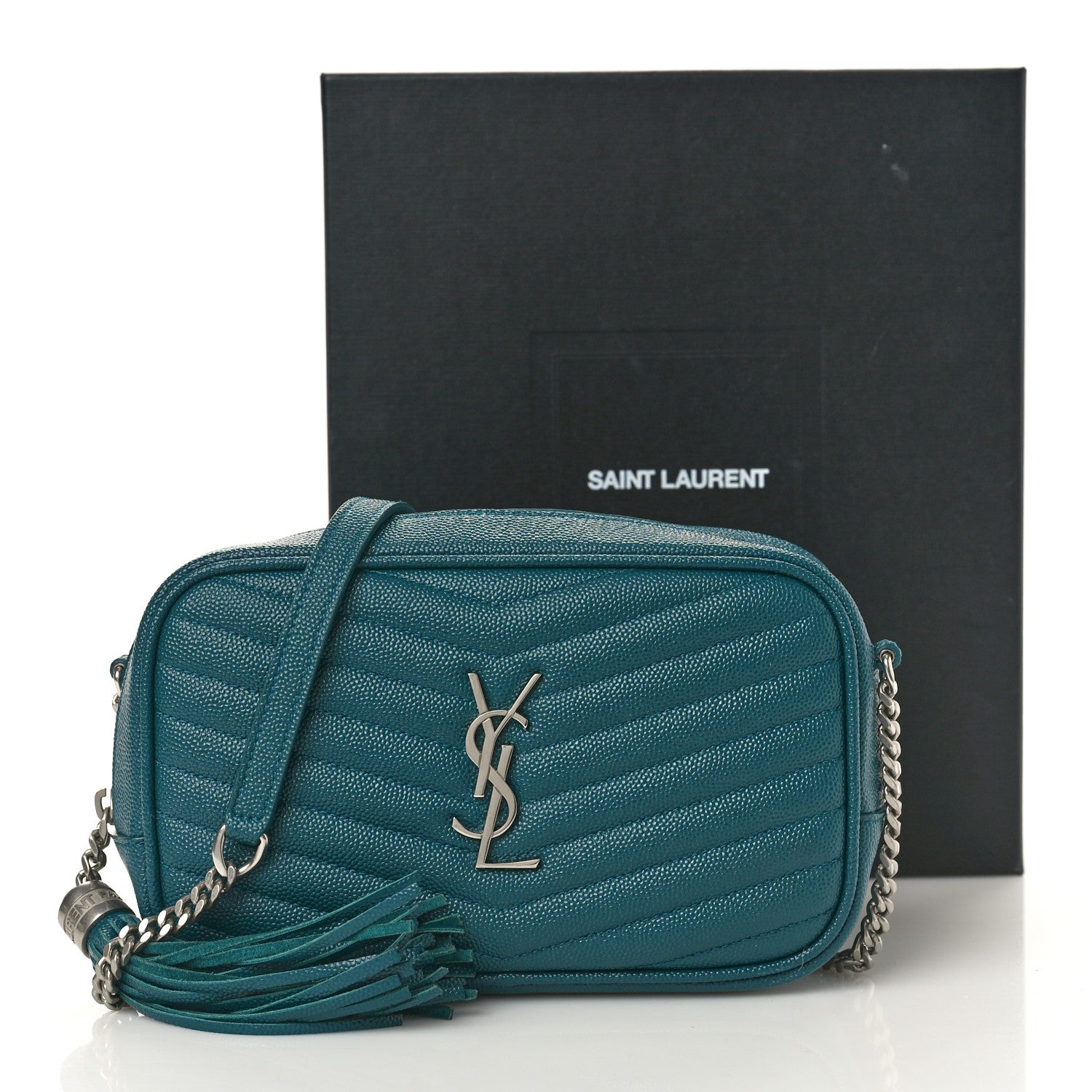 Saint Laurent Grain De Poudre Matelasse Monogram Mini Lou Camera Bag Petrol Green 11 of 11