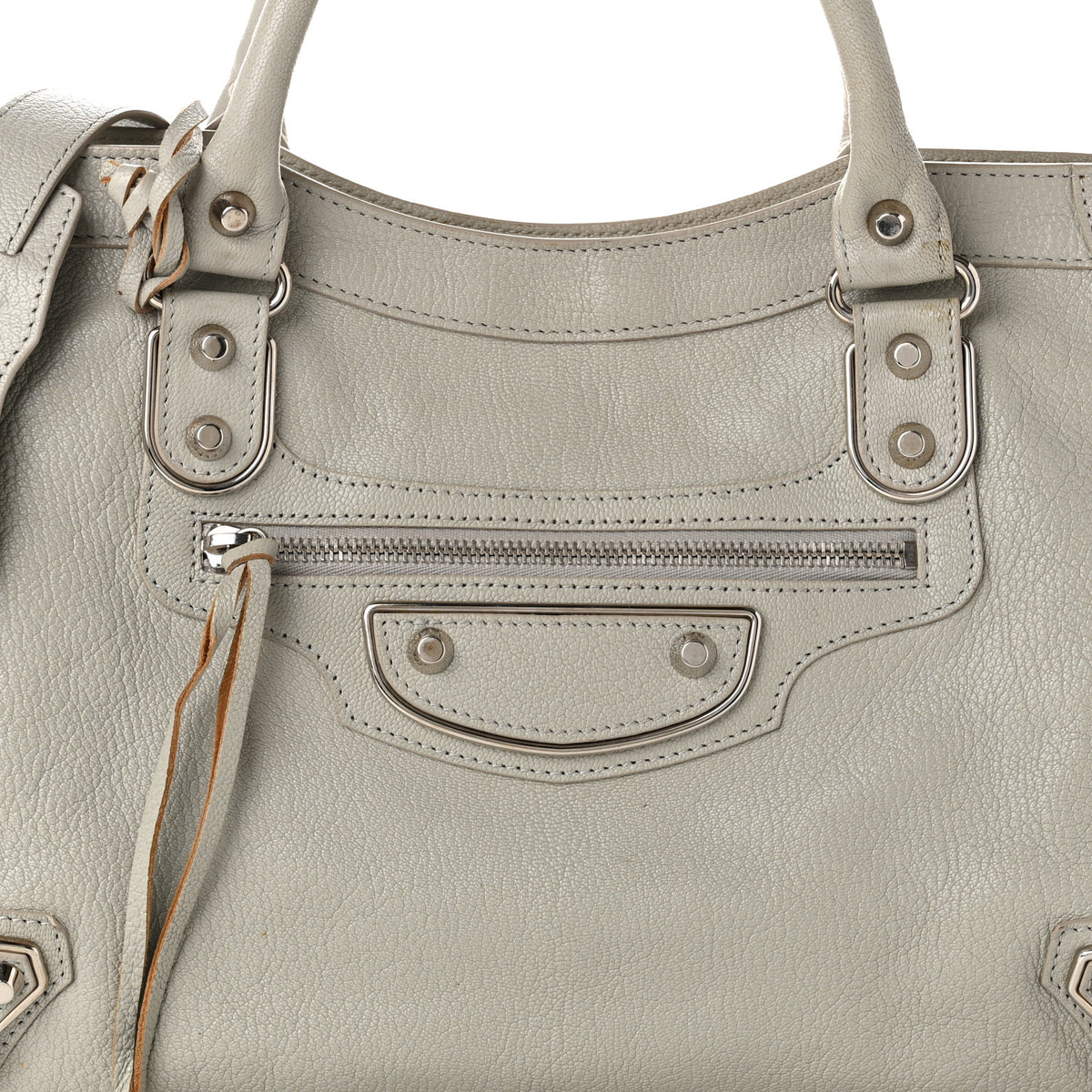 Chevre Silver Metallic Edge Hardware City Gris Glace