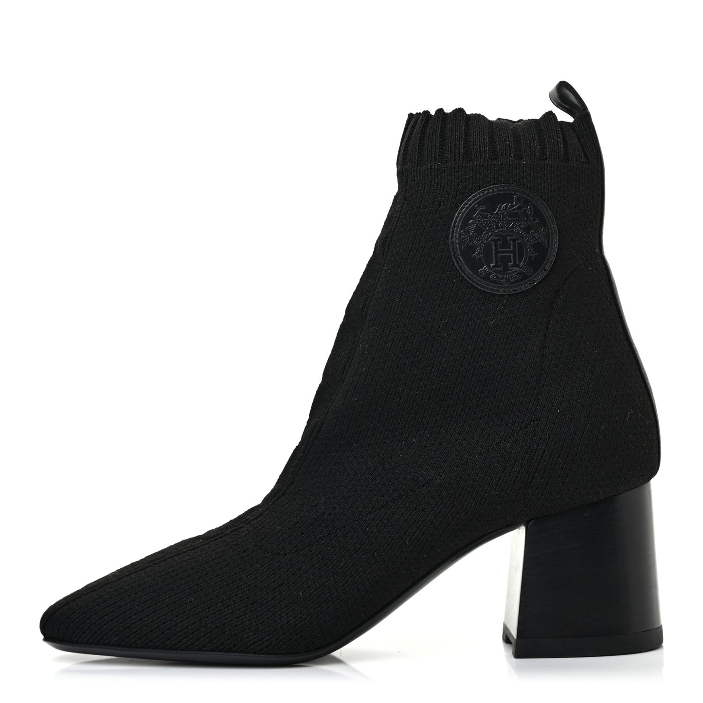 Knit Calfskin Volver Ankle Boots 38 Black