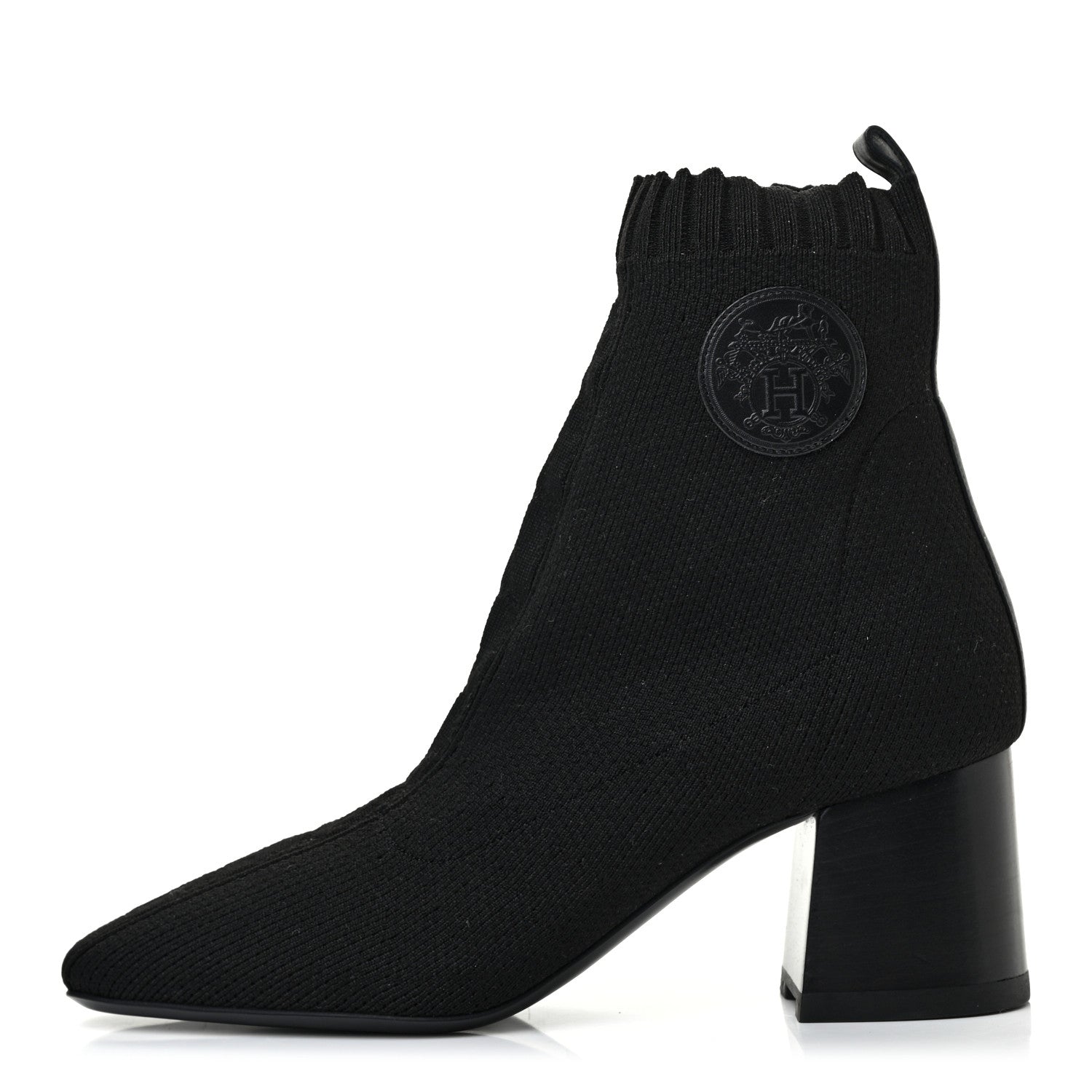 Hermes Knit Calfskin Volver Ankle Boots 38 Black 1 of 7