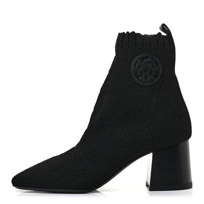 Hermes Knit Calfskin Volver Ankle Boots 38 Black 1 of 7