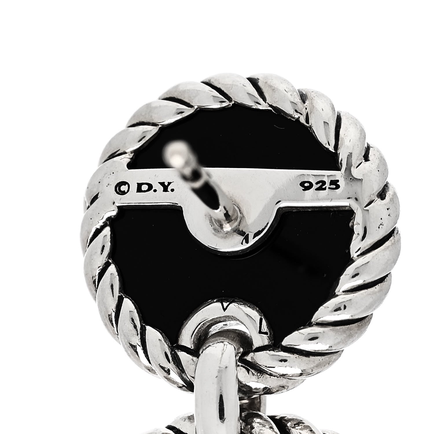 David Yurman Sterling Silver Diamond Black Onyx Elements Triple Drop Earrings 4 of 4