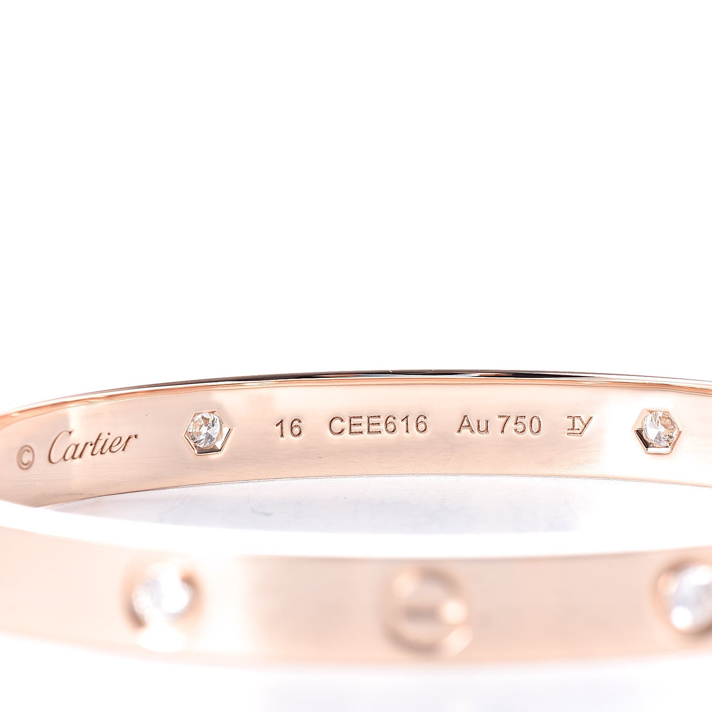 18K Pink Gold 4 Diamond LOVE Bracelet 16