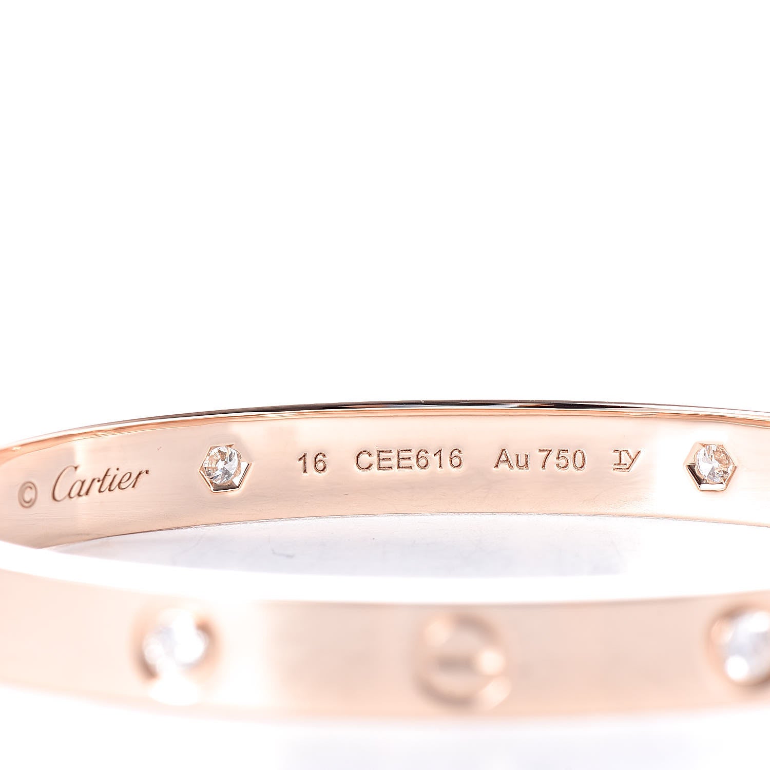 Cartier 18K Pink Gold 4 Diamond LOVE Bracelet 16 5 of 6