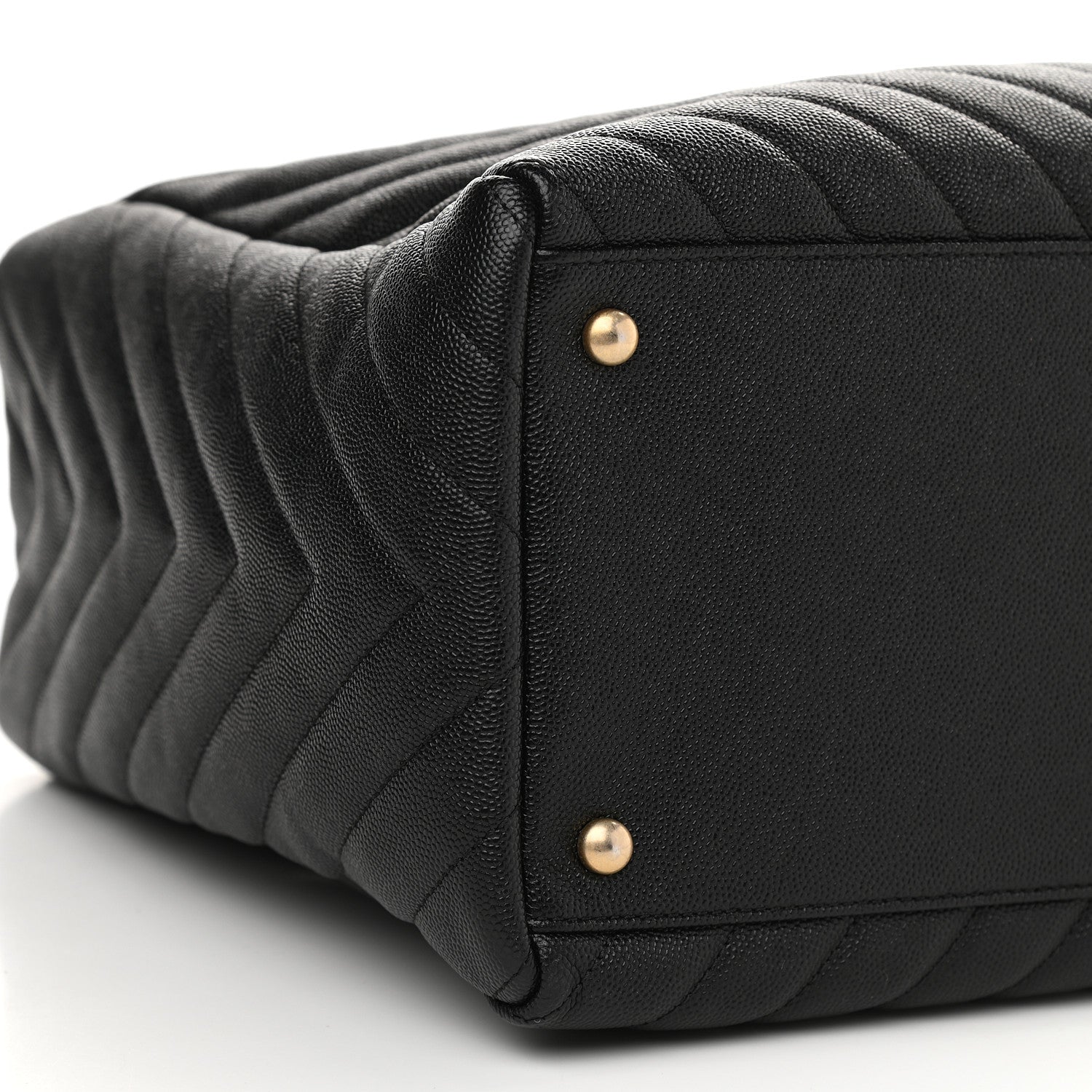 Chanel Caviar Chevron Quilted Coco Handle Shopping Tote Black 9 of 10