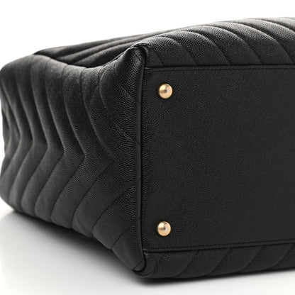Chanel Caviar Chevron Quilted Coco Handle Shopping Tote Black 9 of 10