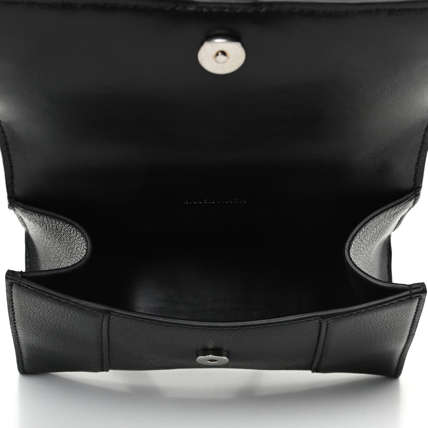 Grained Calfskin Hourglass Top Handle Bag XS Black