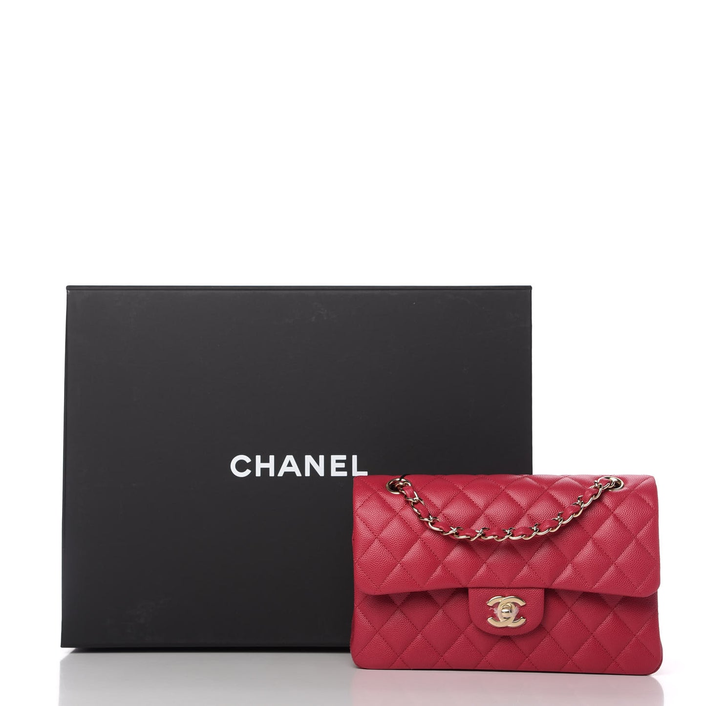 Caviar Quilted Small Double Flap Dark Pink