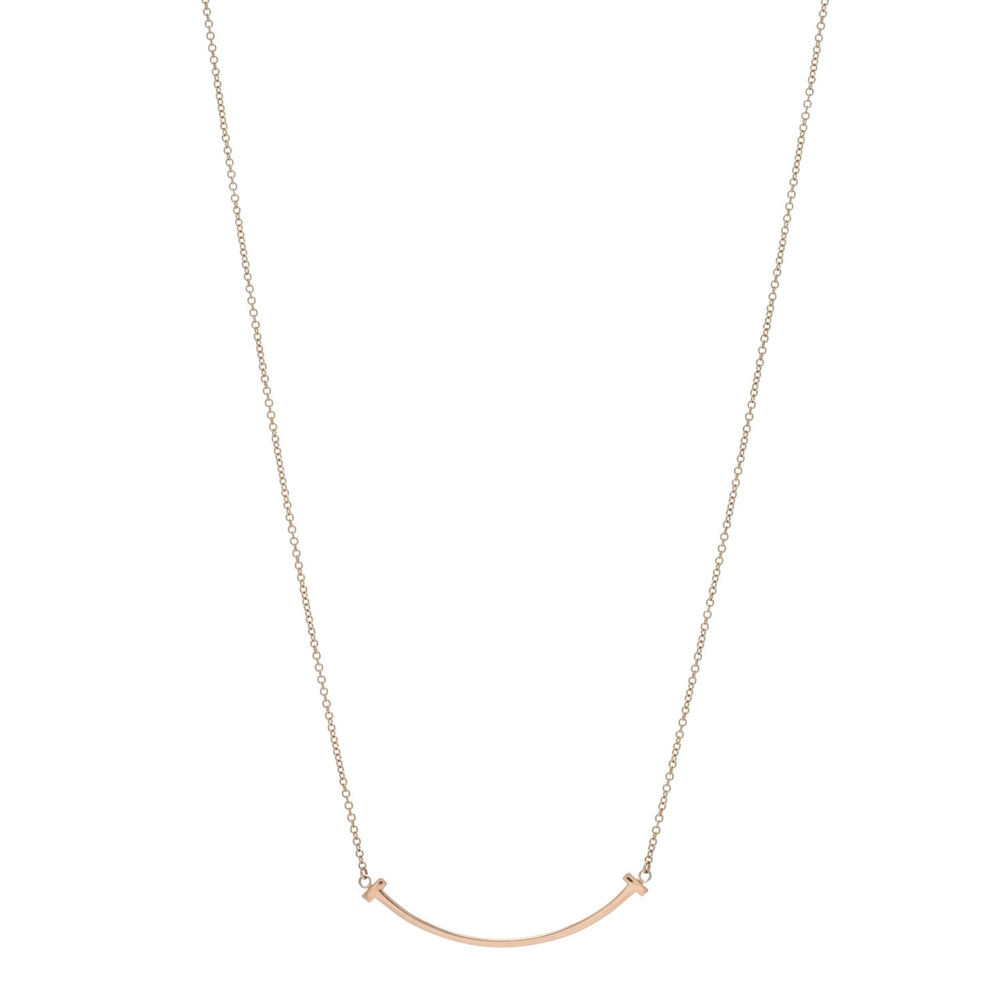 18K Rose Gold Small T Smile Pendant Necklace