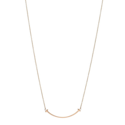 Tiffany 18K Rose Gold Small T Smile Pendant Necklace 1 of 5