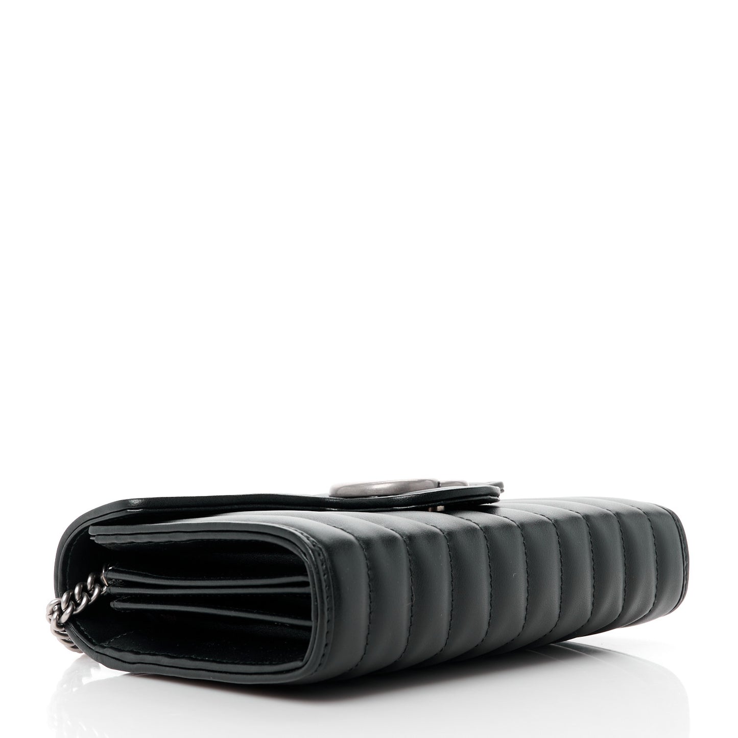 Calfskin Matelasse Aria GG Marmont Chain Wallet Black