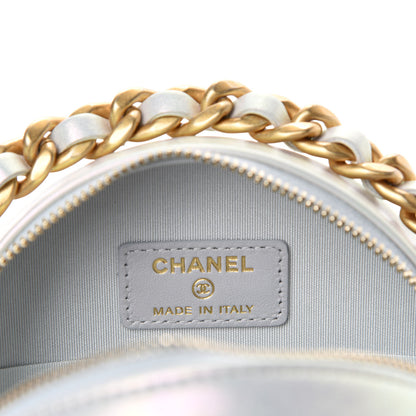 Chanel Iridescent Calfskin Quilted 19 Round Clutch With Chain White 8 of 10