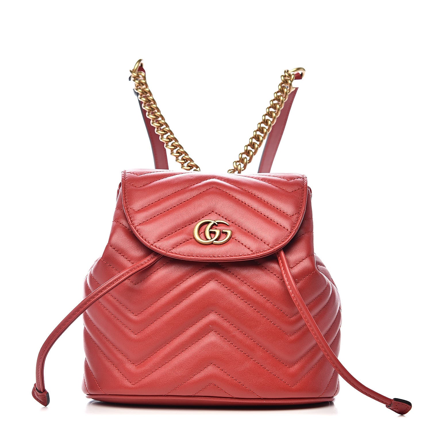 Gucci Calfskin Matelasse GG Marmont Flap Backpack Hibiscus Red 1 of 10