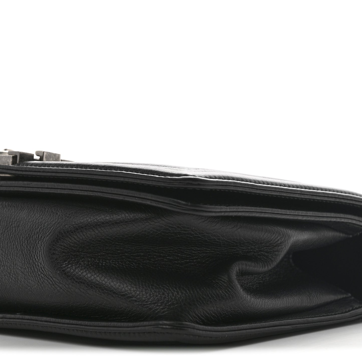 Calfskin Double Stitch Medium Boy Flap Black