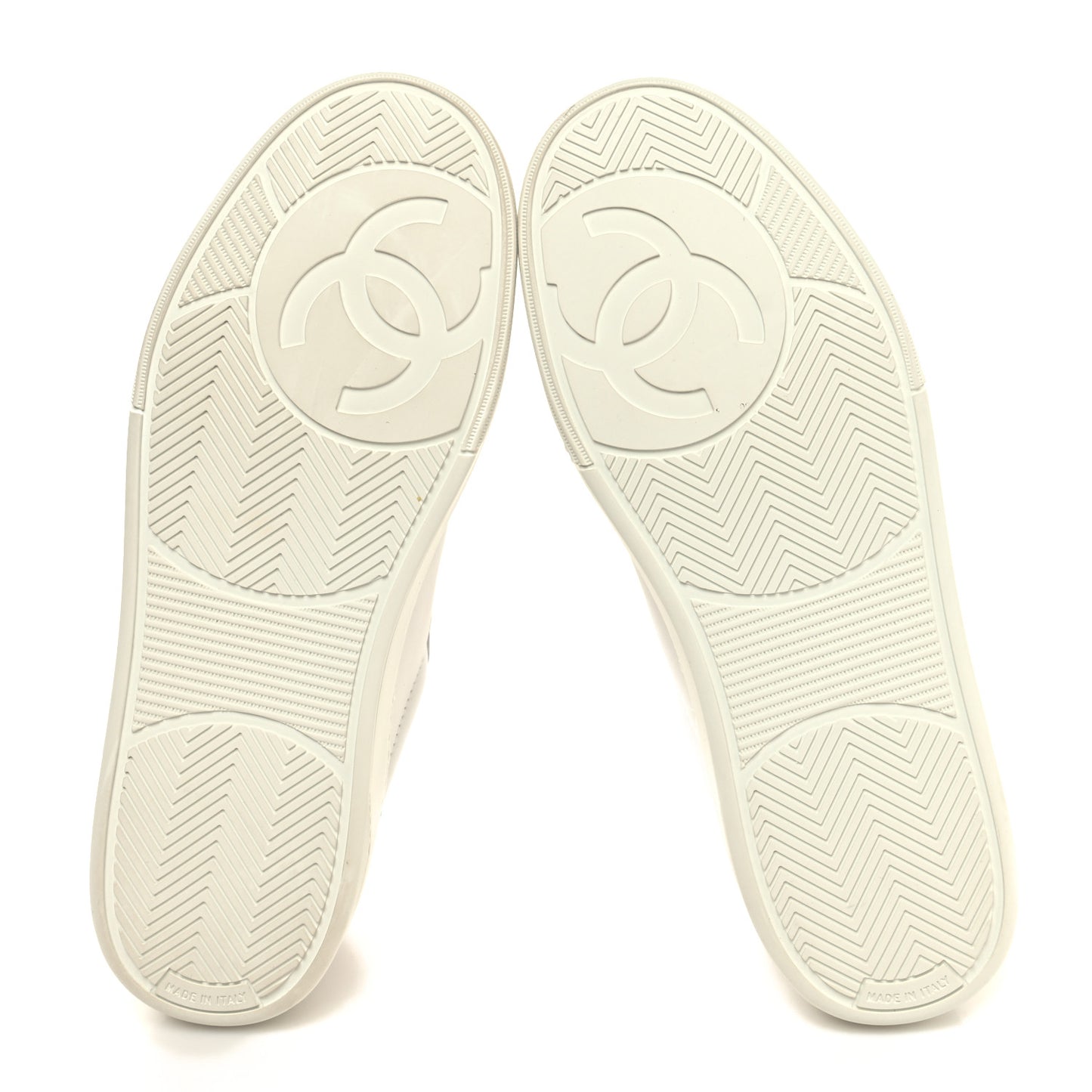 Calfskin Womens CC Logo Sneakers 39.5 White