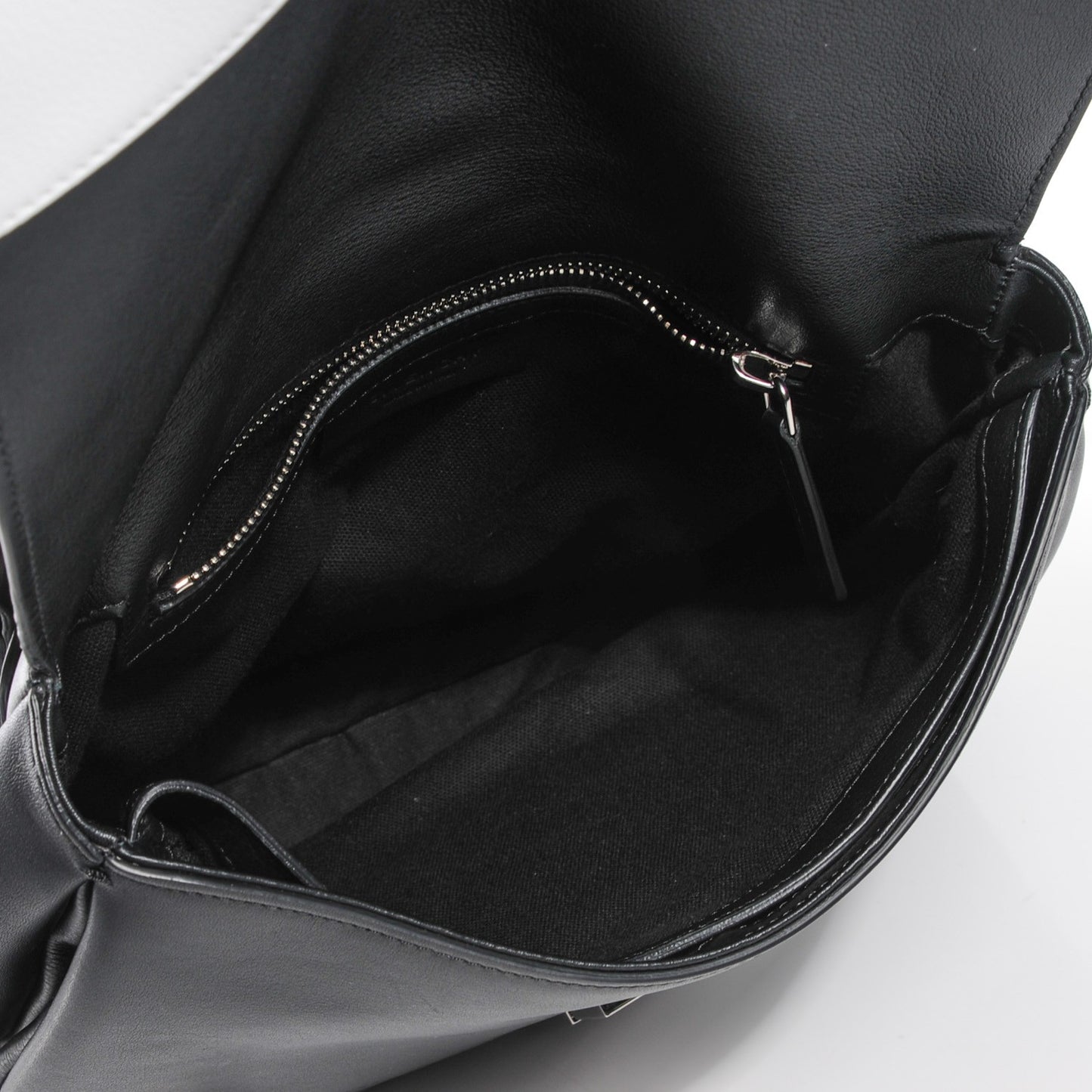 Calfskin Medium Bi-Color Pandora Pure Flap Bag Black White