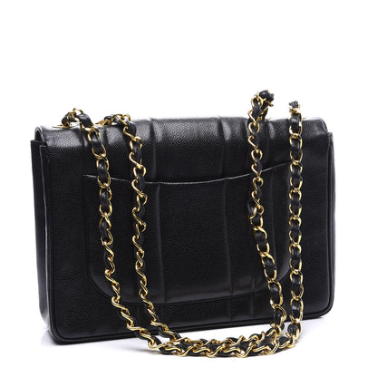 Chanel Caviar Vertical Quilted Jumbo Single Flap Black 2 of 9