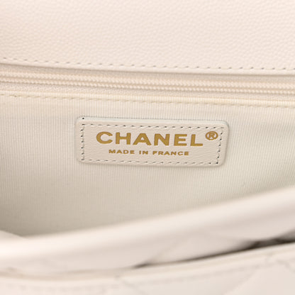 Chanel Caviar Quilted School Memory Small Top Handle Flap White 6 of 10