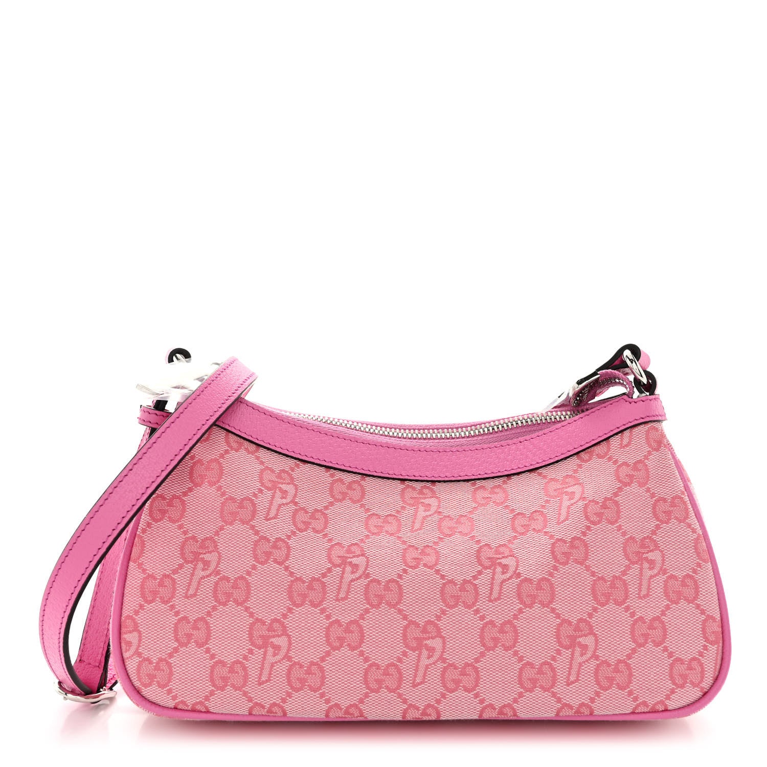 Gucci X PALACE GG Supreme Monogram Palace Textured Dollar Calfskin Shoulder Bag Pink Pale Rose Palace 1 of 9
