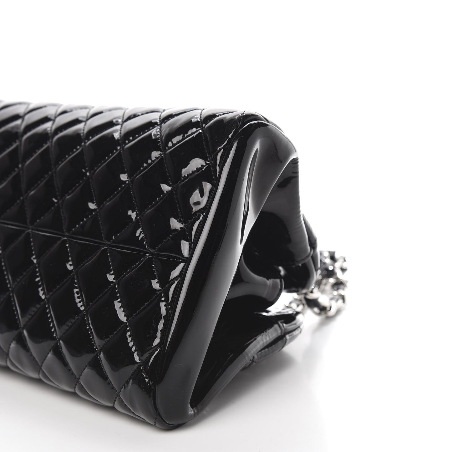 Patent Quilted Medium Just Mademoiselle Bowling Bag Black