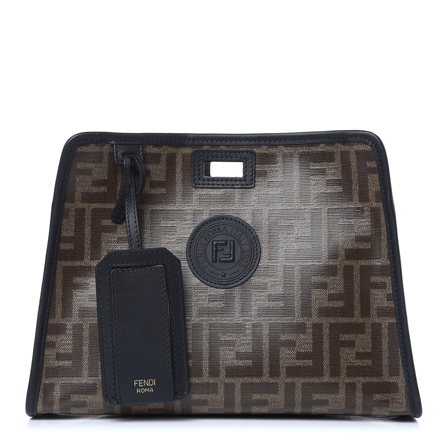 Glazed Fabric Vitello Century FF 1974 Stamp Patch Mini Peekaboo Defender Cover Mogano Panna Black