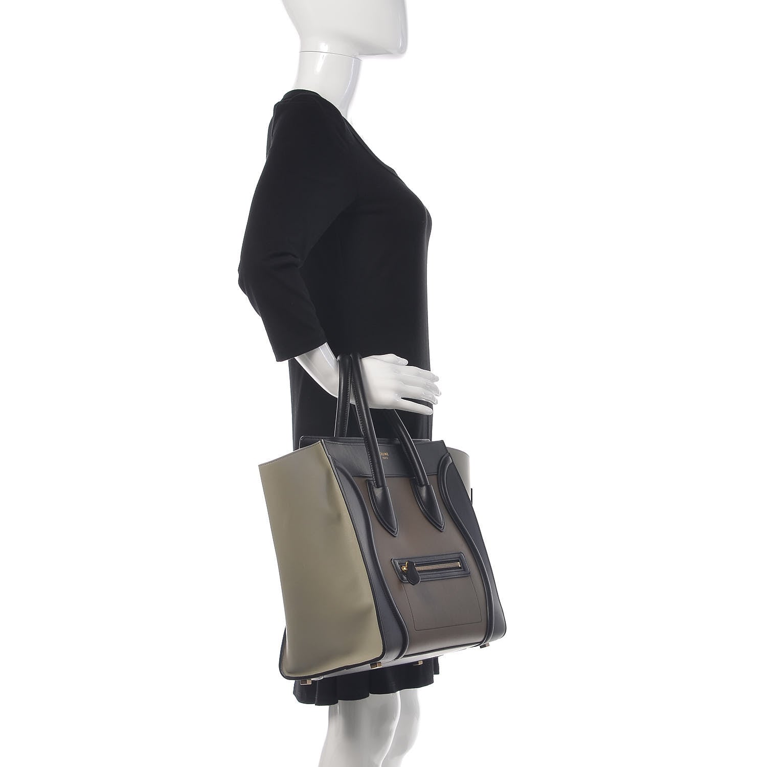 Celine Satin Calfskin Mini Tri-Color Luggage Dark Grey 2 of 11