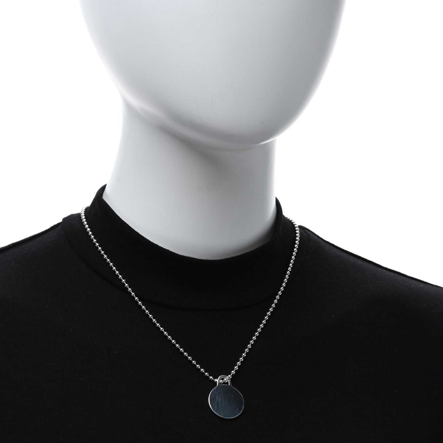 Sterling Silver Round Pendant Beaded Chain Necklace