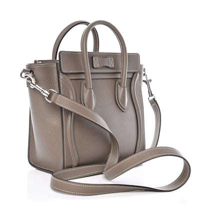 Celine Drummed Calfskin Nano Luggage Souris 3 of 10