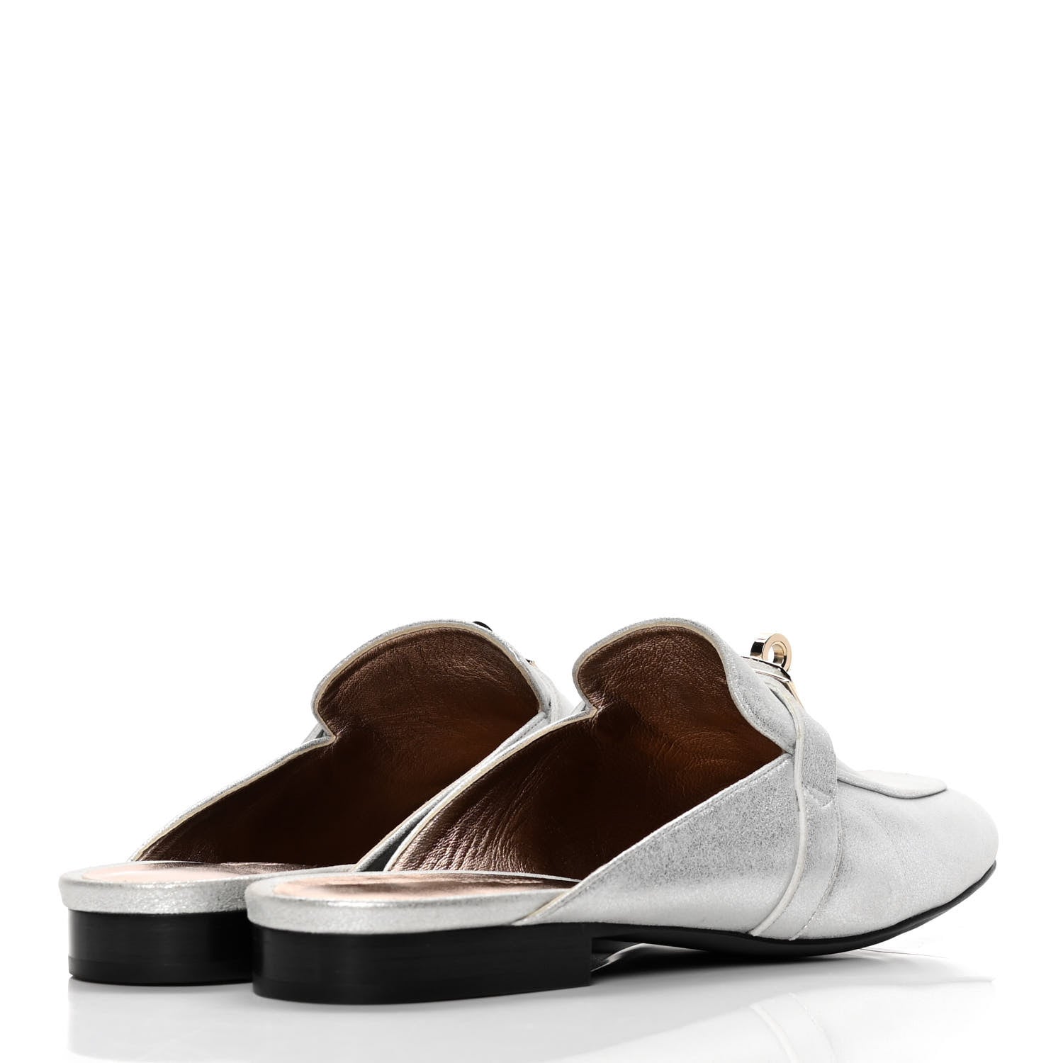 Hermes Metallic Velvet Goatskin Oz Mules 38 Gris Argente 4 of 10