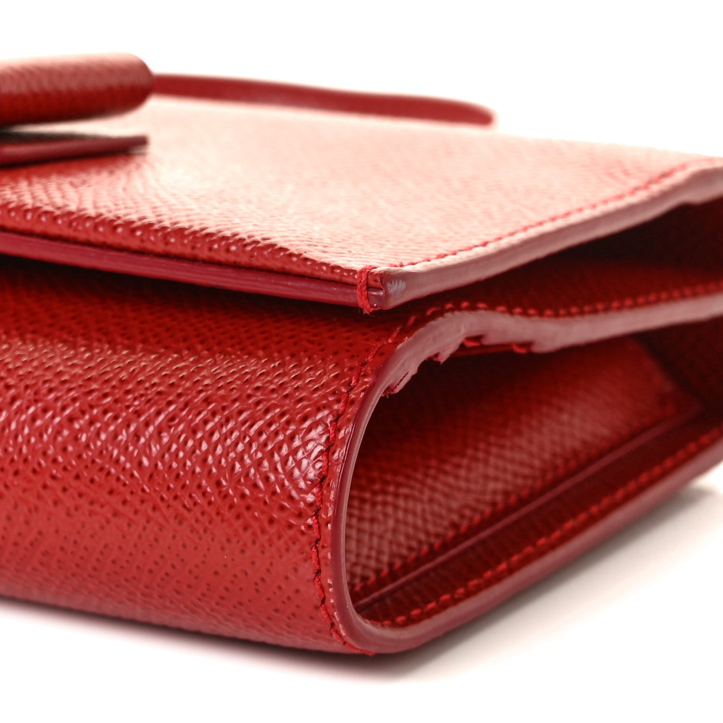 Hammered Calfskin Donna Bow Clutch Red