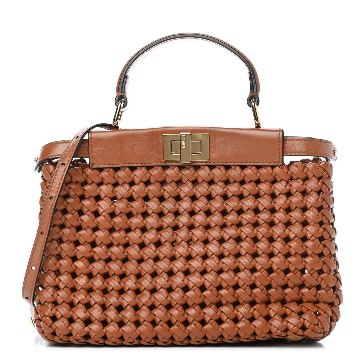 Nappa Woven Mini Peekaboo Iconic Satchel Orange