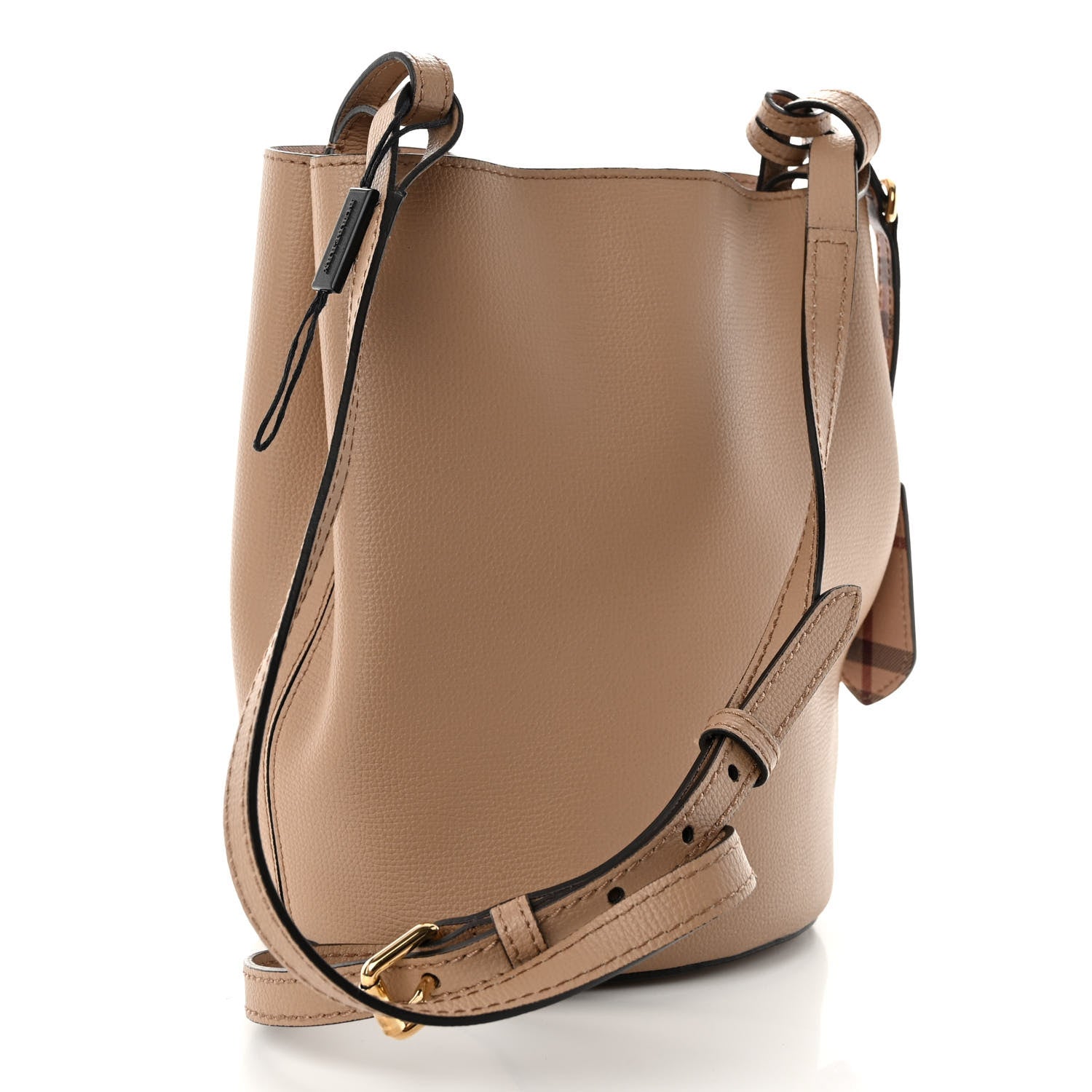 Burberry Calfskin Small Lorne Bucket Crossbody Natural 3 of 8