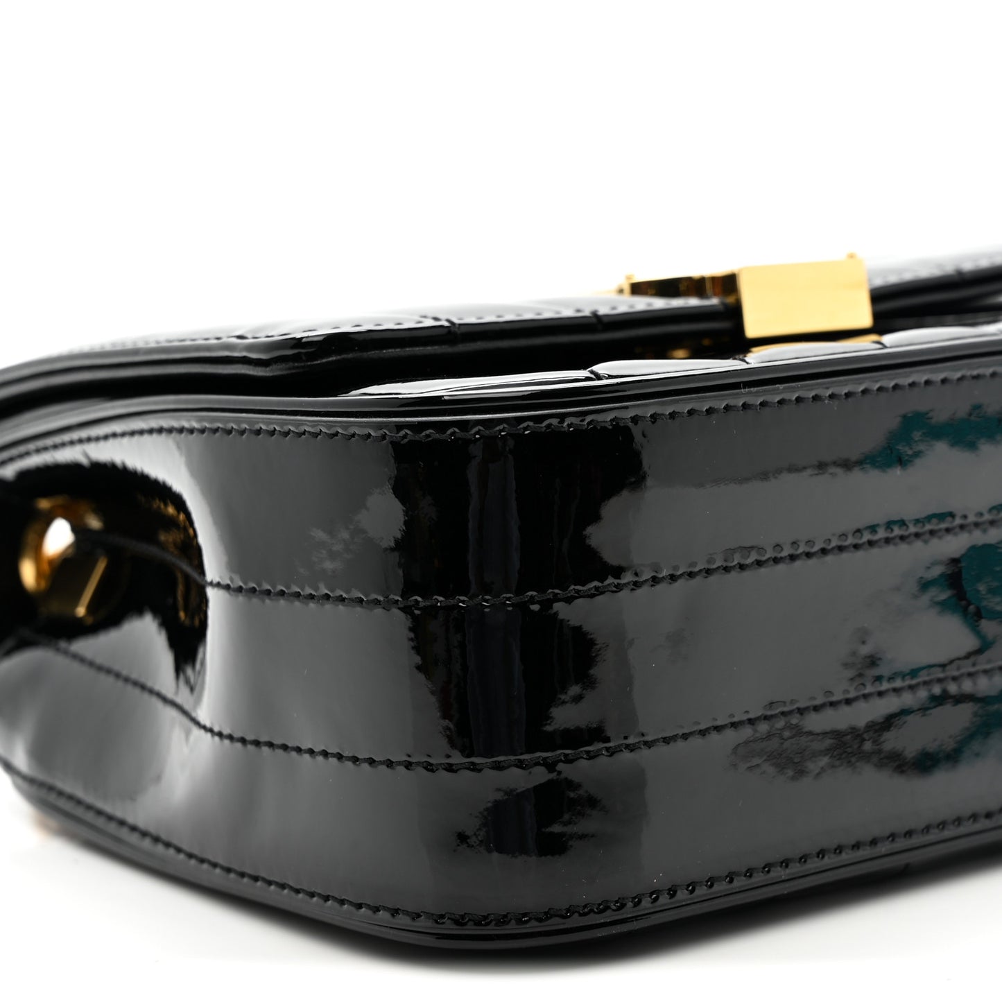 Patent Calfskin Matelasse Monogram Small Vicky Chain Bag Black