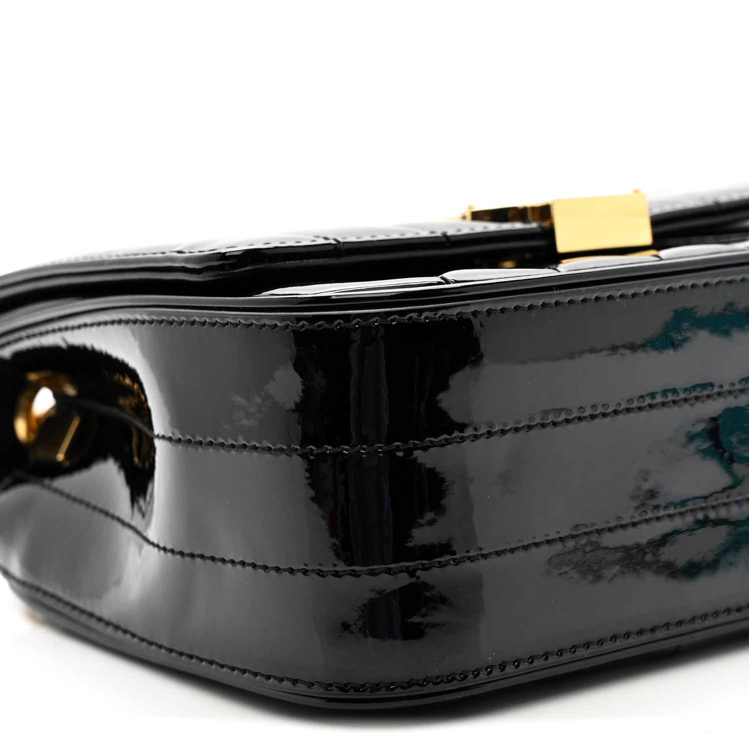 Saint Laurent Patent Calfskin Matelasse Monogram Small Vicky Chain Bag Black 9 of 11