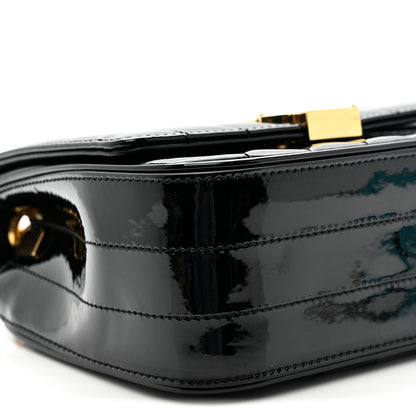 Saint Laurent Patent Calfskin Matelasse Monogram Small Vicky Chain Bag Black 9 of 11