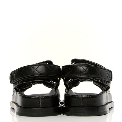 Chanel Lambskin Velcro Dad Sandals 36 Black 6 of 8