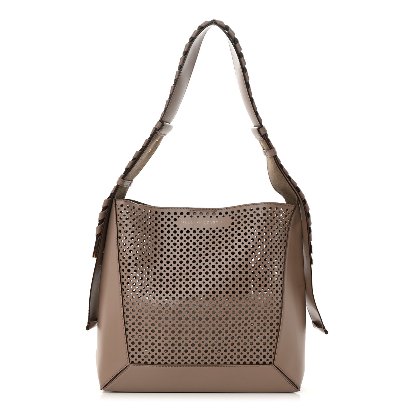 Alter Nappa Perforated Braided Shoulder Bag Dark Beige