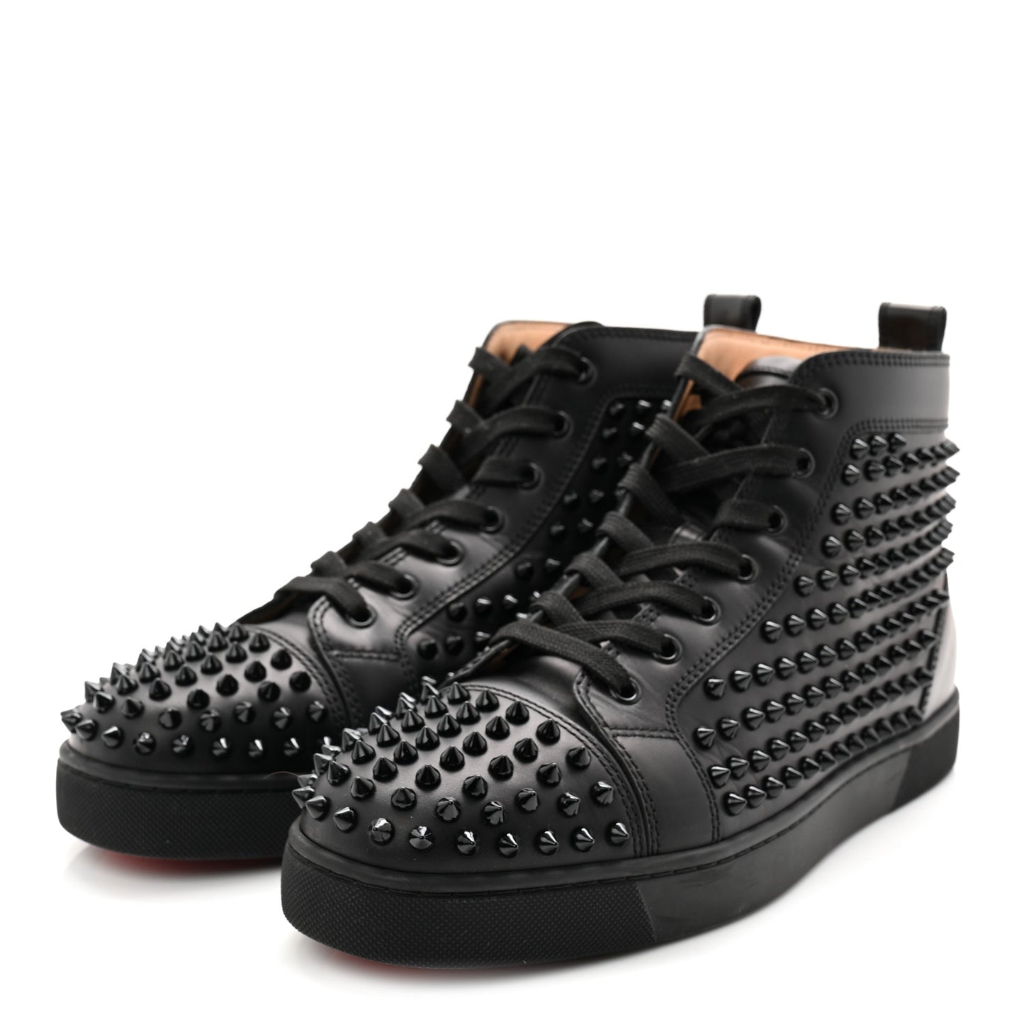 Calfskin Mens Louis Spikes Flat Sneakers 43 Black