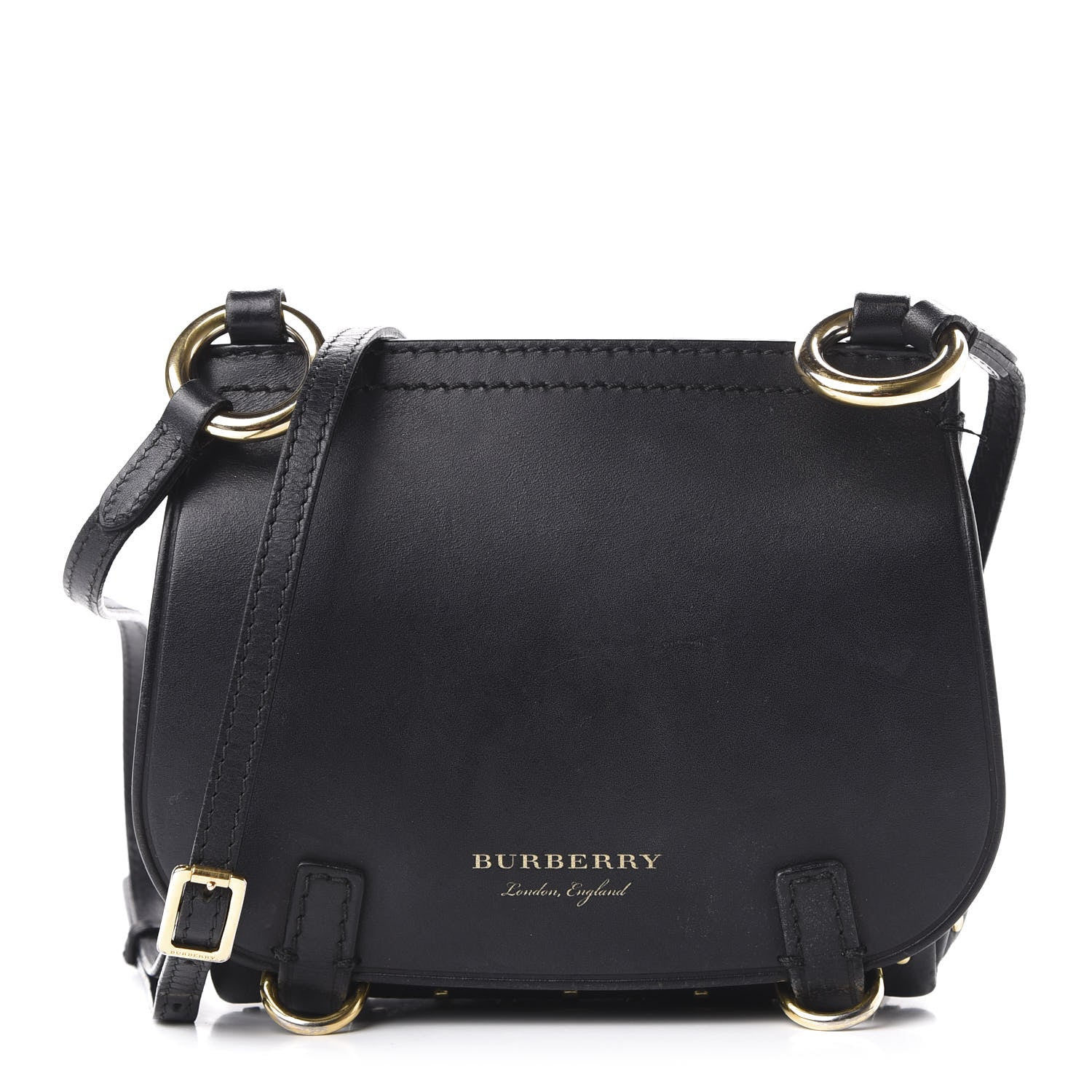 Burberry Soft Grain Calfskin Studded Baby Bridle Saddle Bag Black 1 of 13