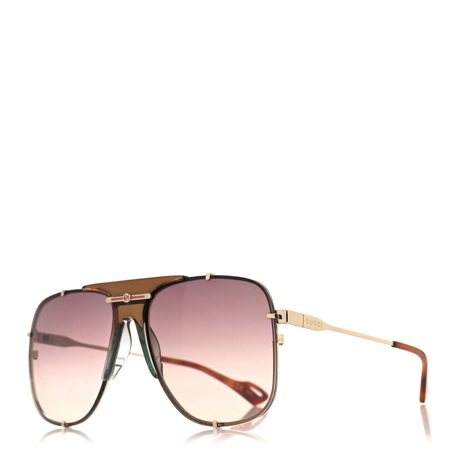 Gucci Metal Square Frame Sunglasses GG0739S Brown 1 of 8