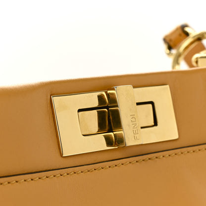 Fendi Vitello Morgan Fabric Jacquard Pequin Medium Peekaboo Iconic Satchel Giallo Syrup Tobacco Black 10 of 11