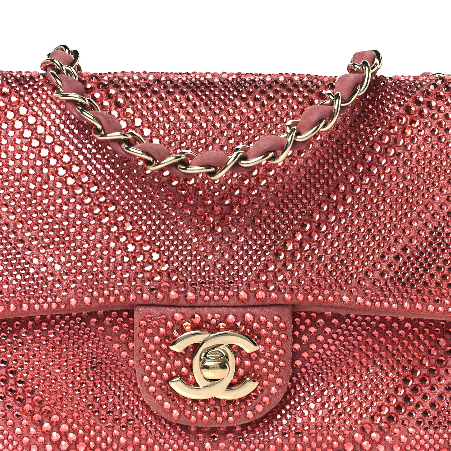 Metallic Goatskin Strass Small Flap Bag Pink